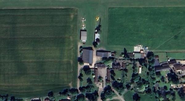 Defford Croft Farm airfield on satellite view. 