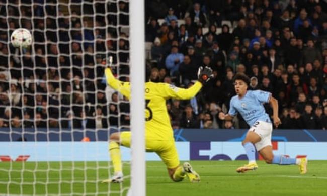 Rico Lewis scores against Sevilla in November 2022.