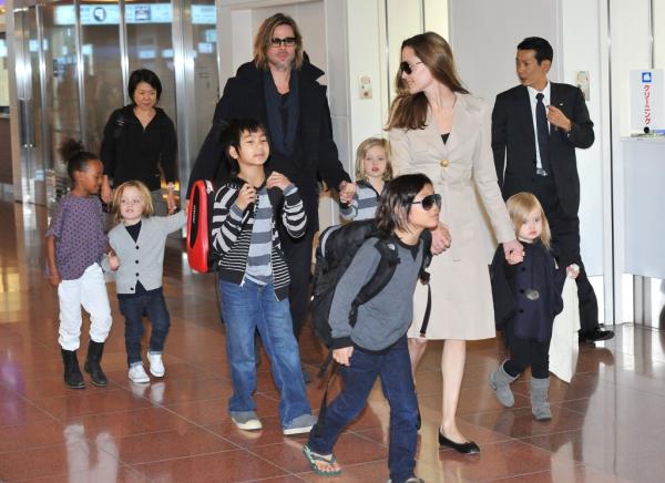 Brad Pitt and Angelina Jolie with their children