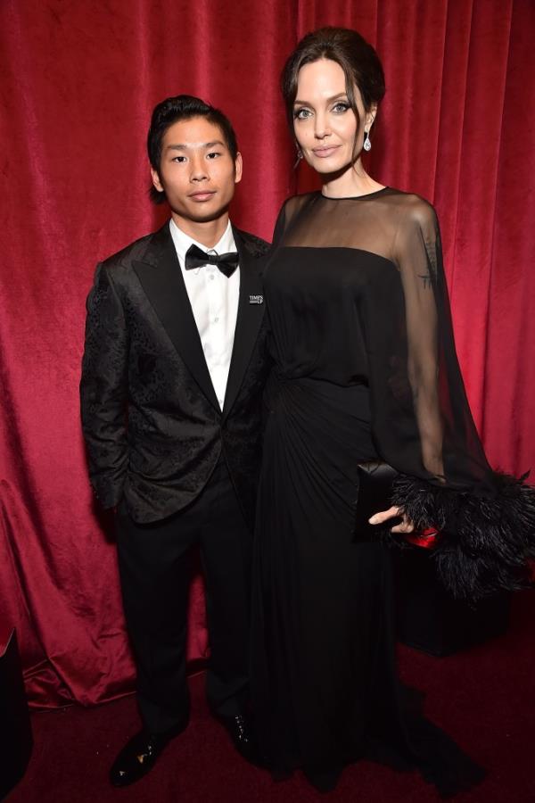 Pax Jolie Pitt, Angelina Jolie at the Netflix Golden Globes afterparty on January 7, 2018